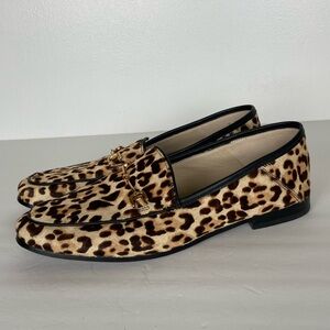 Sam Edelman Lorraine Loafers Size 8 M Calf Hair Leopard Preppy Slip On Shoes